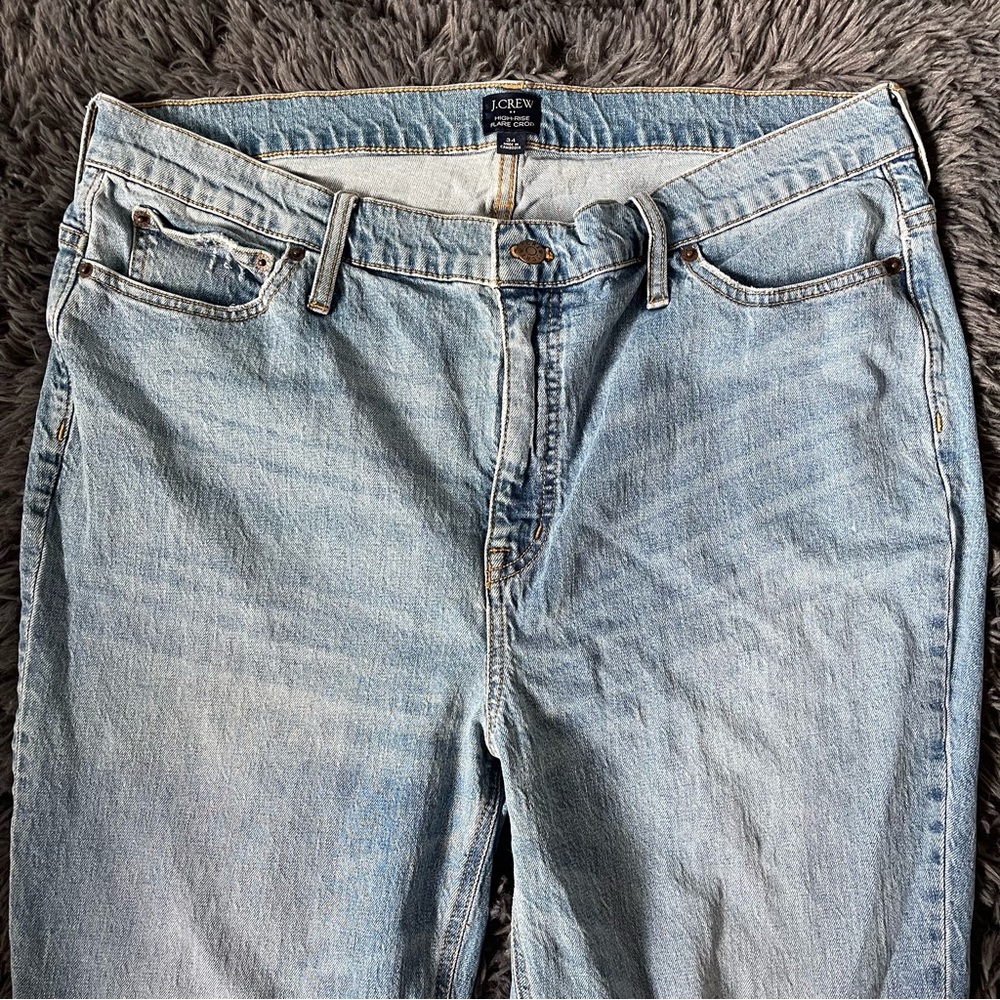J.Crew High-Rise Flare Crop Jeans Lightly Distressed Women’s 34x26